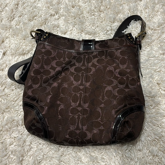 Set (2 pc) Coach Studded Lurex Flap Duffel & Matching Wristlet - Picture 8 of 16